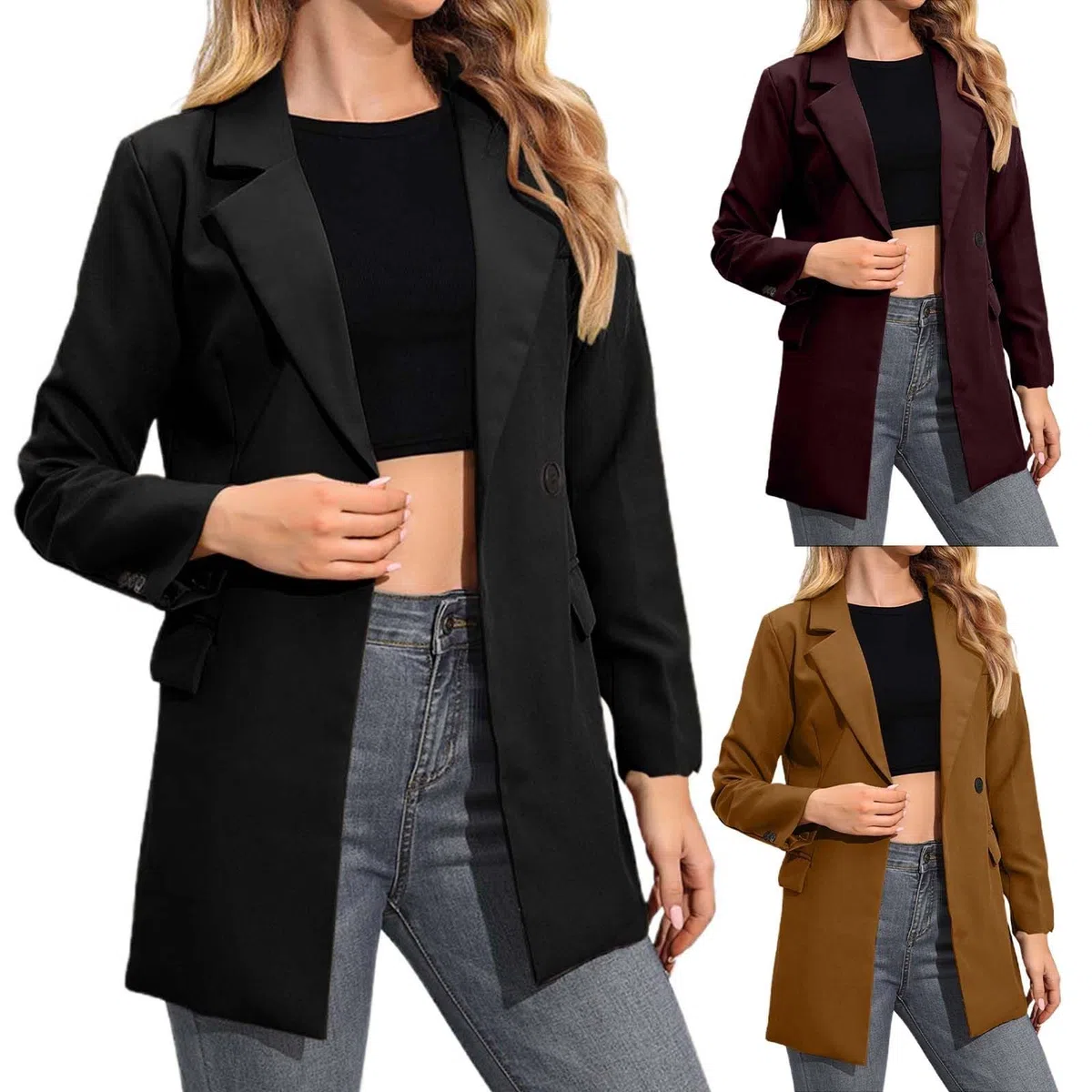 Blazer de Mujer Casual – Saco Largo de Manga Larga con Botón y Estilo Elegant Elegante
