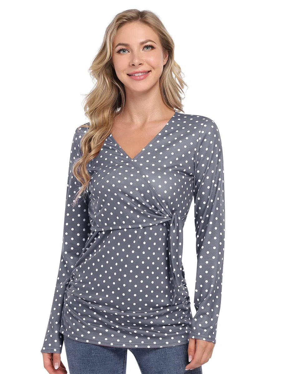 KOJOOIN Camiseta de maternidad para mujer, cuello en V, manga corta, para embarazadas