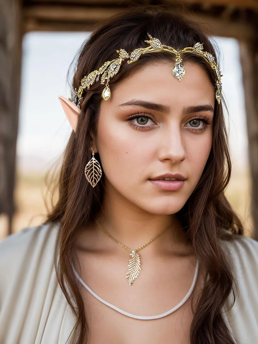 LaVenty luxury elf headpiece elf ears tocado de elfo de lujo orejas de elfo corona de elfo tiara tocados de hadas joyas de cabeza de elfo de hadas tocado circlet tocado de fantasía renacimiento