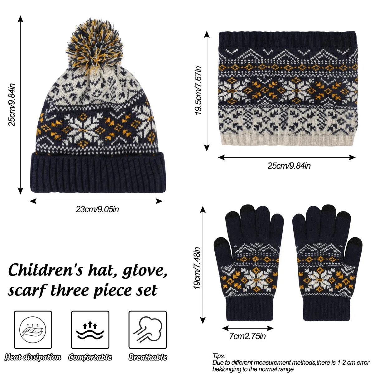 Conjunto de Guantes de Redecilla de Gorros de Invierno para Niños, Gorros de Punto Térmicos Suaves 3 en 1 Gruesos, Calentadores de Cuello Guantes Mágicos, Conjuntos de Accesorios para Niños y Niñas