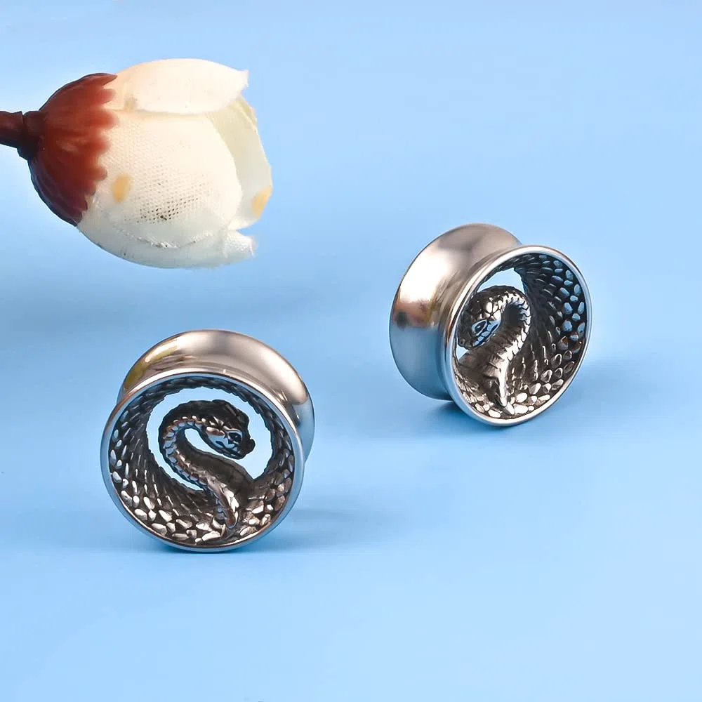DOEARKO Dilataciones Orejas Tunnel Serpiente Expansores de Oreja de Acero Inoxidable Ear Tunnel Piercing Joyería 8mm-25mm