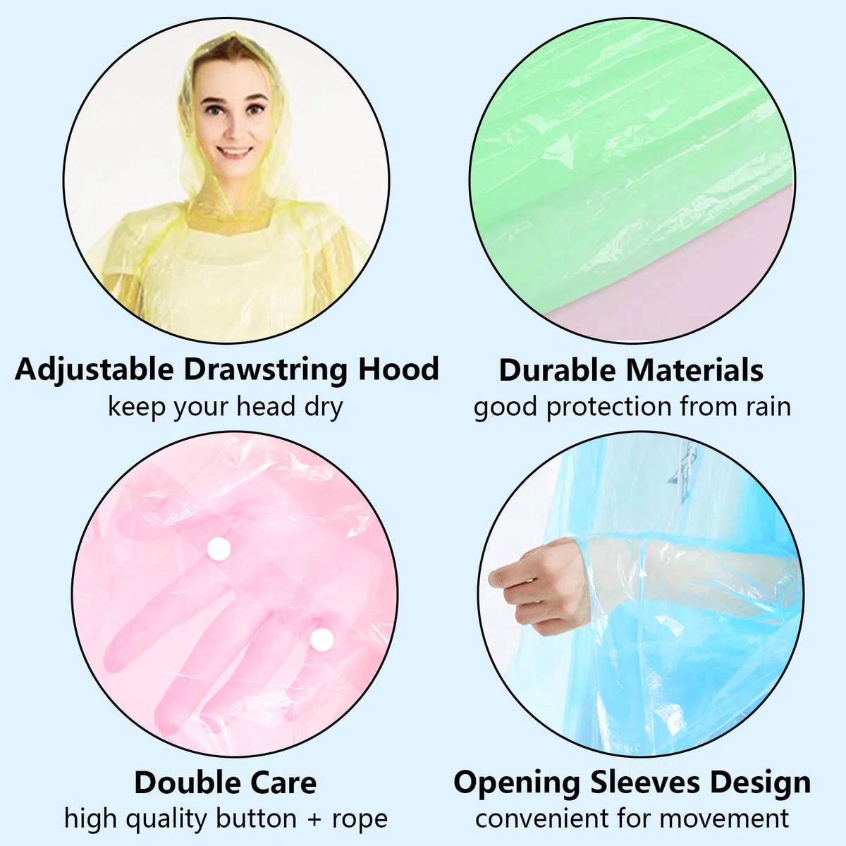 Chubasqueros Impermeable, 5 Pcs Poncho de Lluvia Desechables Portátil, Chubasquero Emergencia, Ponchos Impermeables con Capucha y Mangas, para Hombre Mujer Viajes Concierto Exteriores