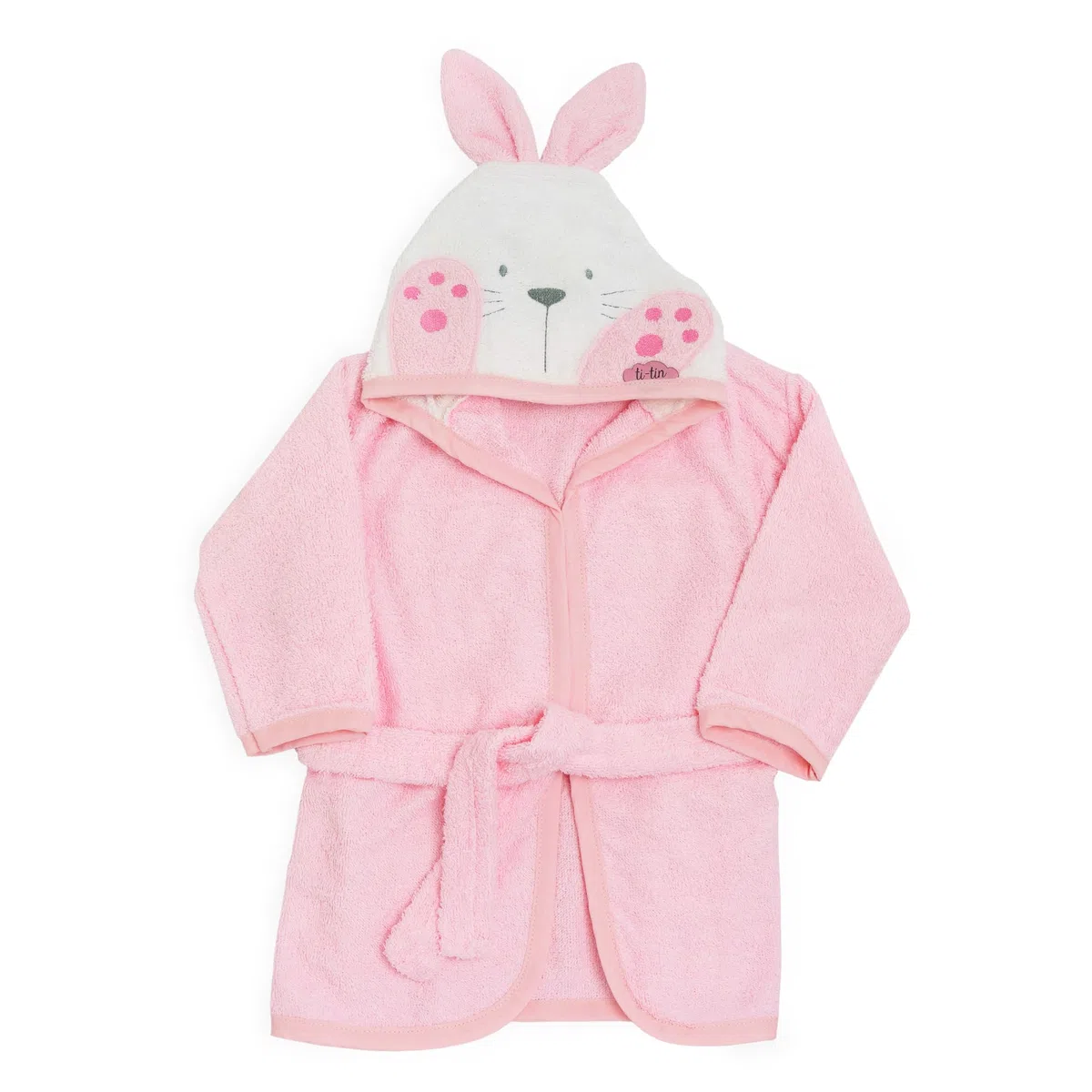 Ti TIN Albornoz infantil con capucha de orejitas de conejo para bebés de 3 a 9 meses 90% algodón rizo 10% poliéster medidas 63x33 cm transpirable absorbente extra suave fácil secado y lavado