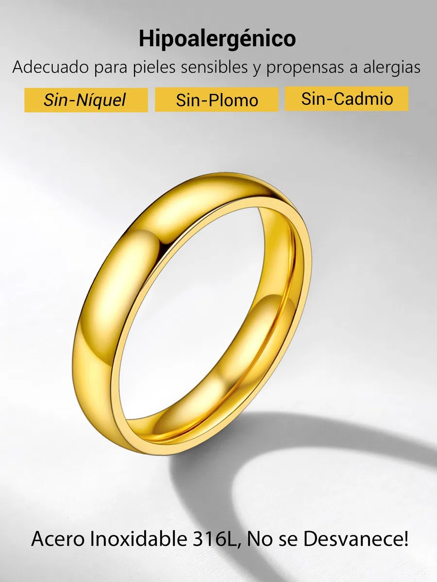 PROSTEEL Anillo Mujer Hombre 2/4/6/8mm Acero Inoxidable Plateado/Dorado/Negro Anillos de Compromiso Boda Alianza Tamaño 6,75-30 Disponibles Joyas Mujeres Hombre Parejas con Caja de Regalo