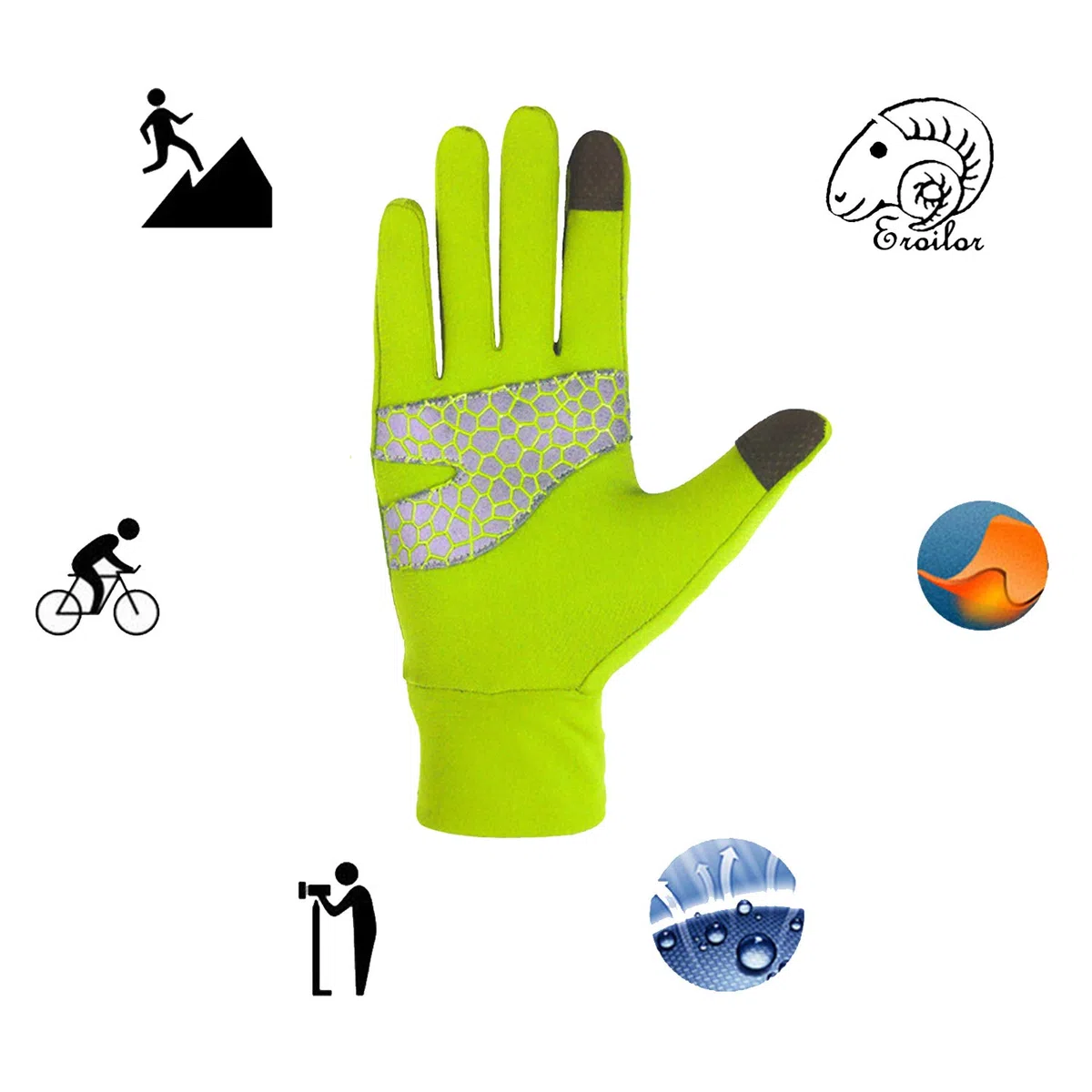 Guantes Deportivos Ligeros, Guantes de Correr, Delgado Guantes Deportivos, Guantes de Correr con Función de Pantalla Táctil