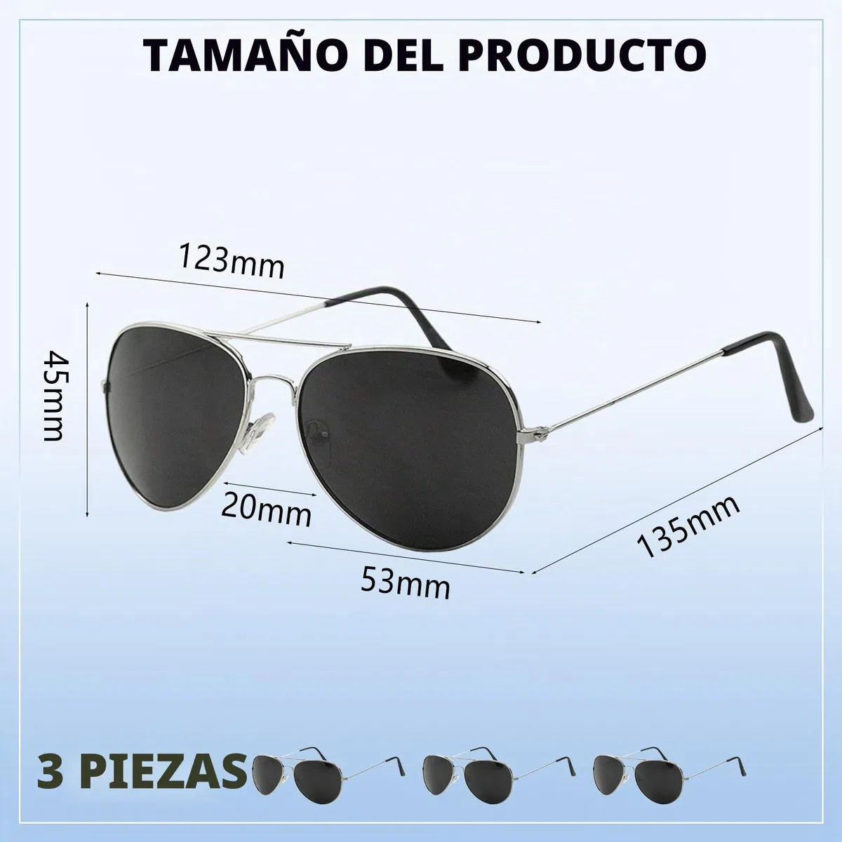 3 lentes de sol para niños, protección UV, lentes de sol piloto para niñas y niños, marco ligero, estilo piloto clásico, lentes de sol para Halloween, cosplay, deportes, correr, ciclismo