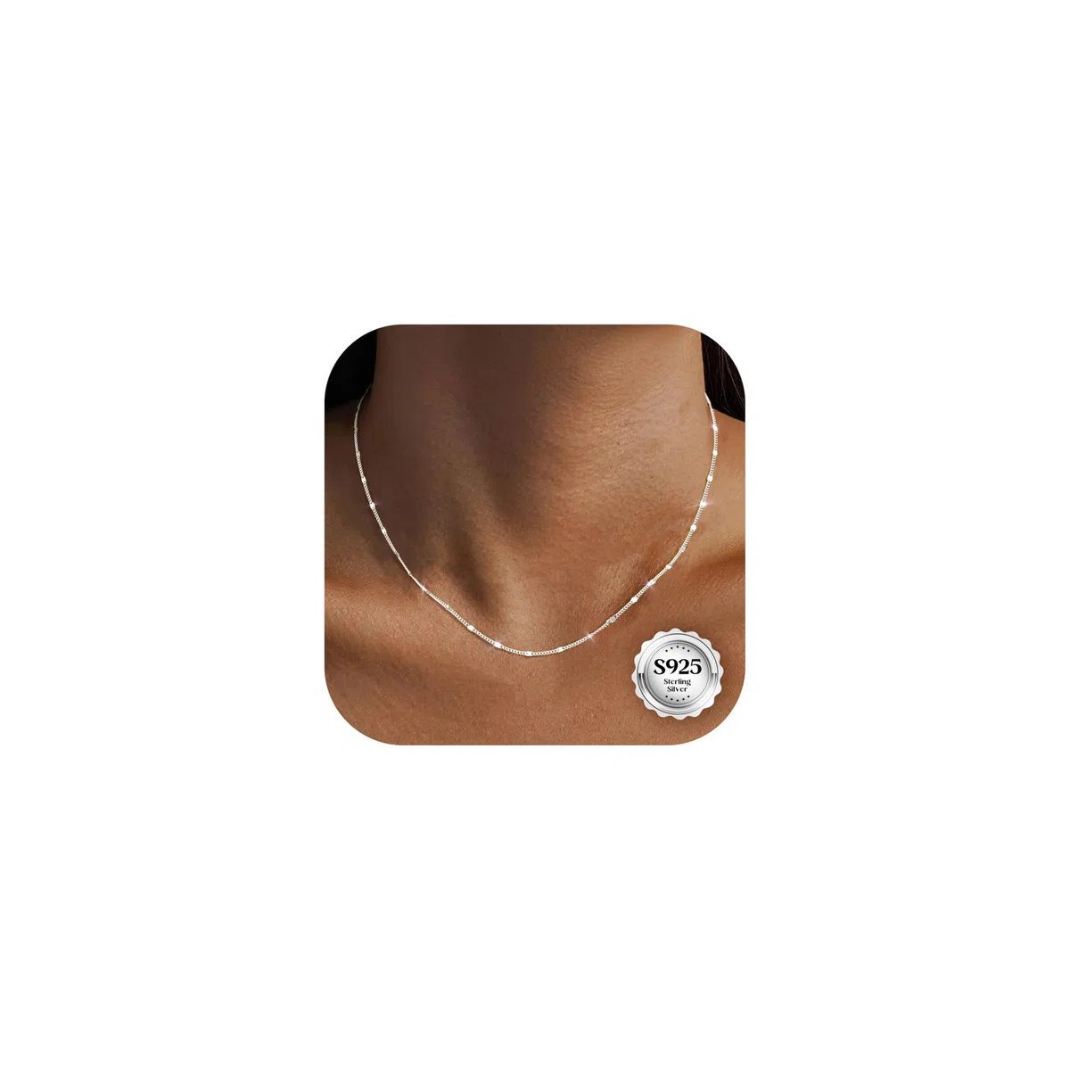 CASSIECA Cadena de Plata Mujer 925 Ley Cadenas de Oro 18K Chapado Gargantilla Discos Collar Cadena 1,2mm sin Colgante Fina Robusto 41/46/51/56/61cm