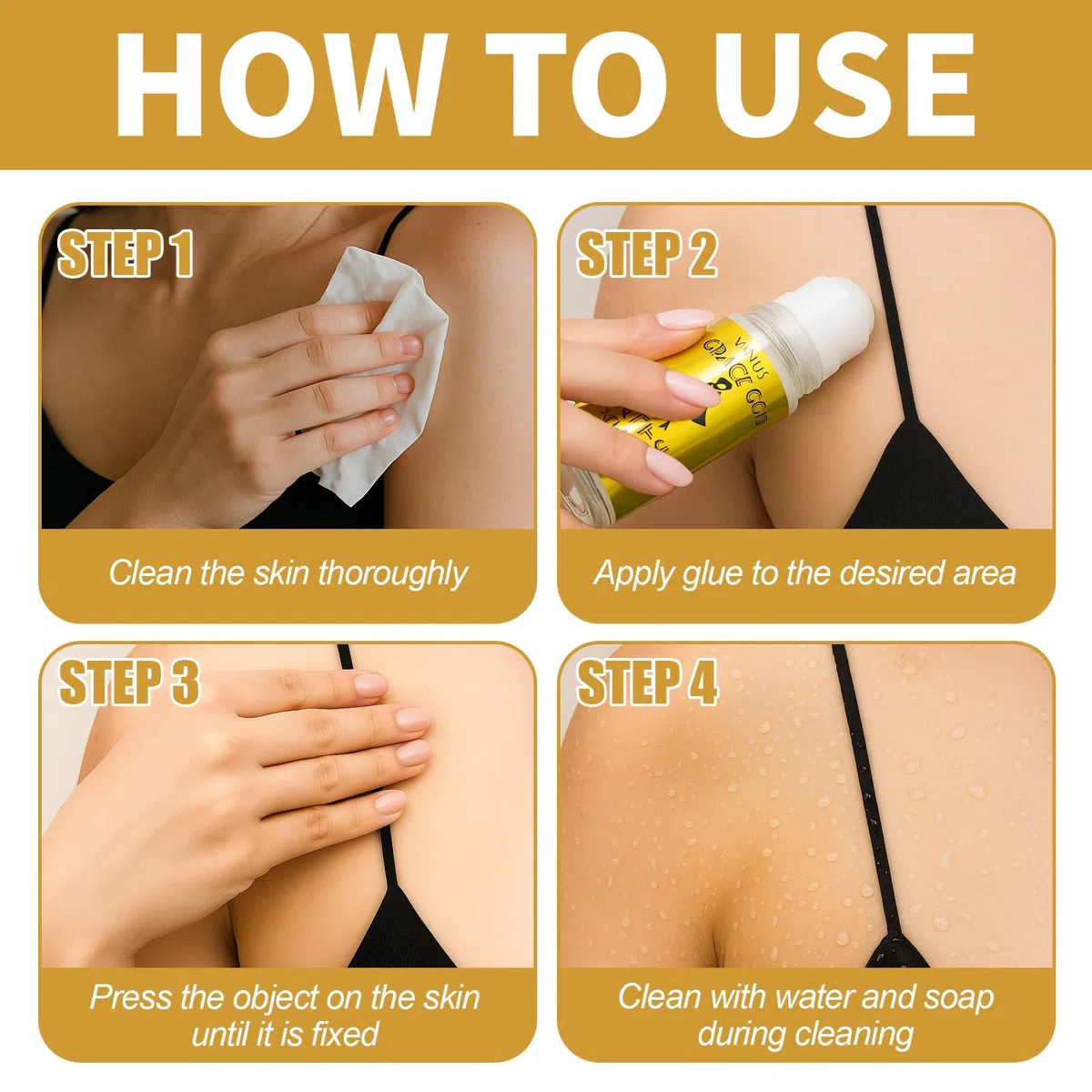 Gracl Grip Body Tools & Fashion Tape - Herramientas de piel enrollables de 2 onzas para ropa, a prueba de sudor, sin residuos, ropa segura para bailarines, ropa atlética, trajes de baño, pelucas y