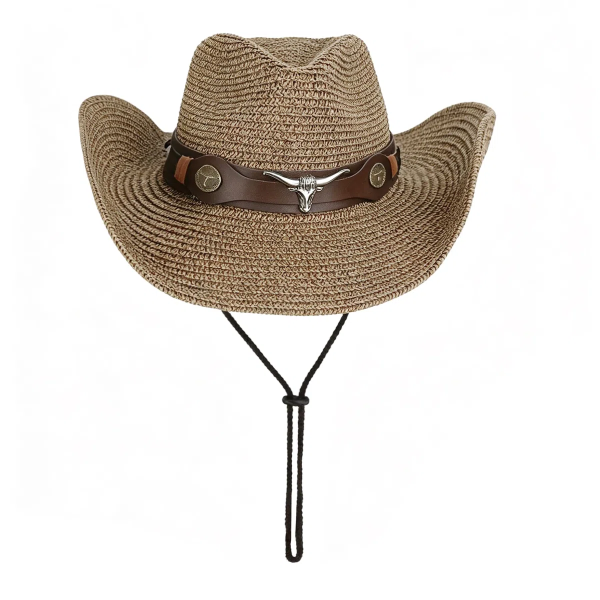 JIAHG Sombrero de vaquero, unisex, sombrero de paja para hombre, sombrero de sol de verano, sombrero de paja, café
