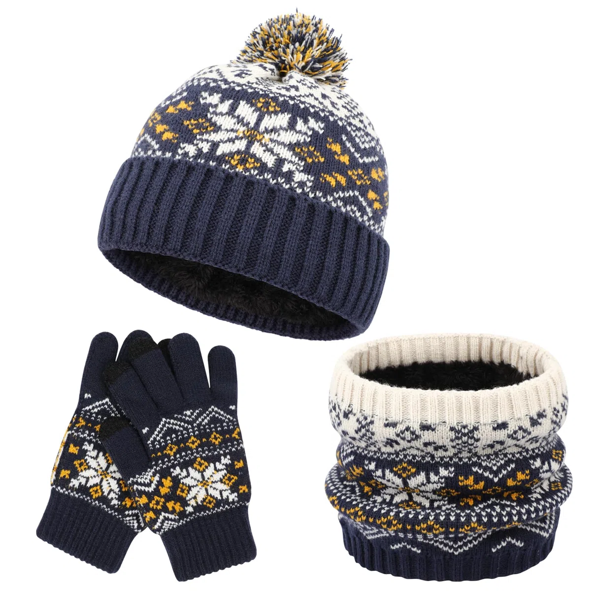 Conjunto de Guantes de Redecilla de Gorros de Invierno para Niños, Gorros de Punto Térmicos Suaves 3 en 1 Gruesos, Calentadores de Cuello Guantes Mágicos, Conjuntos de Accesorios para Niños y Niñas