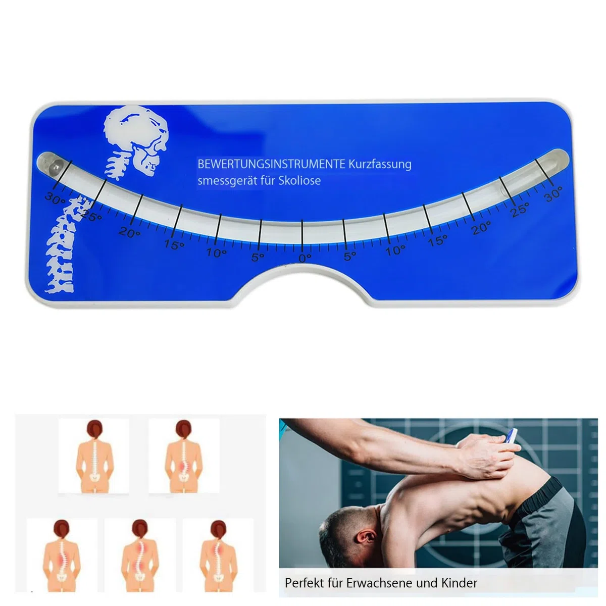 Regla de medición de escoliosis - Medidor de escoliosis, herramienta de medición reutilizable fácil de usar | Medidor de prueba de precisión de 0 a 30 grados | Medidor de prueba de escoliosis portátil