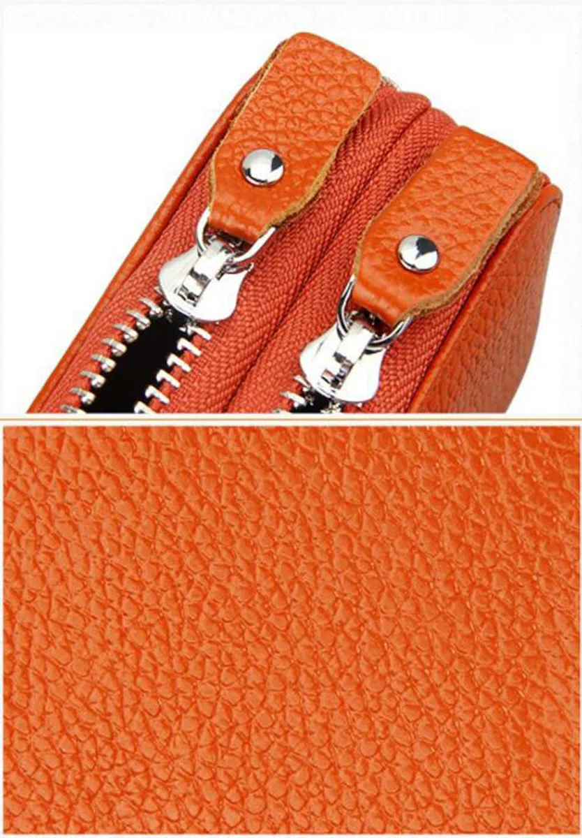 RFID Cartera Tarjeteros Piel Genuino Monedero Pequeñas Portatarjetas Mini Cremallera para Mujer Hombre