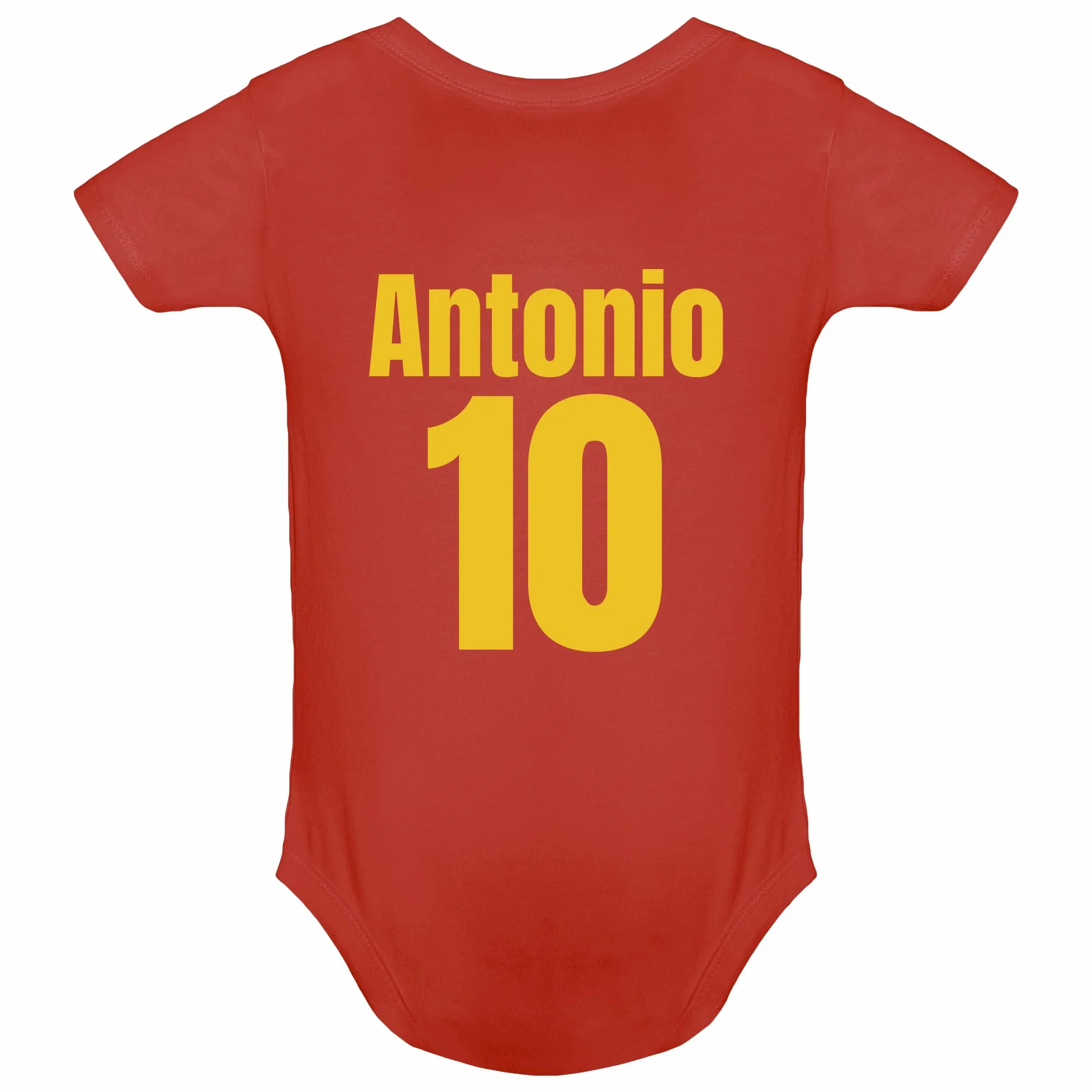 Body Bebé España – Personalizado con Nombre y Número – Estilo Fútbol – Con Escudo – No Oficial