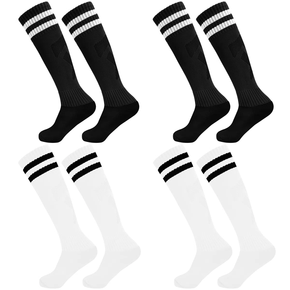 HYCLES 4 pares de calcetines de fútbol para niños y niñas, calcetines de fútbol para niños y niñas, calcetines deportivos, calcetines de entrenamiento, calcetines de fútbol, correr, deportes, 3-13