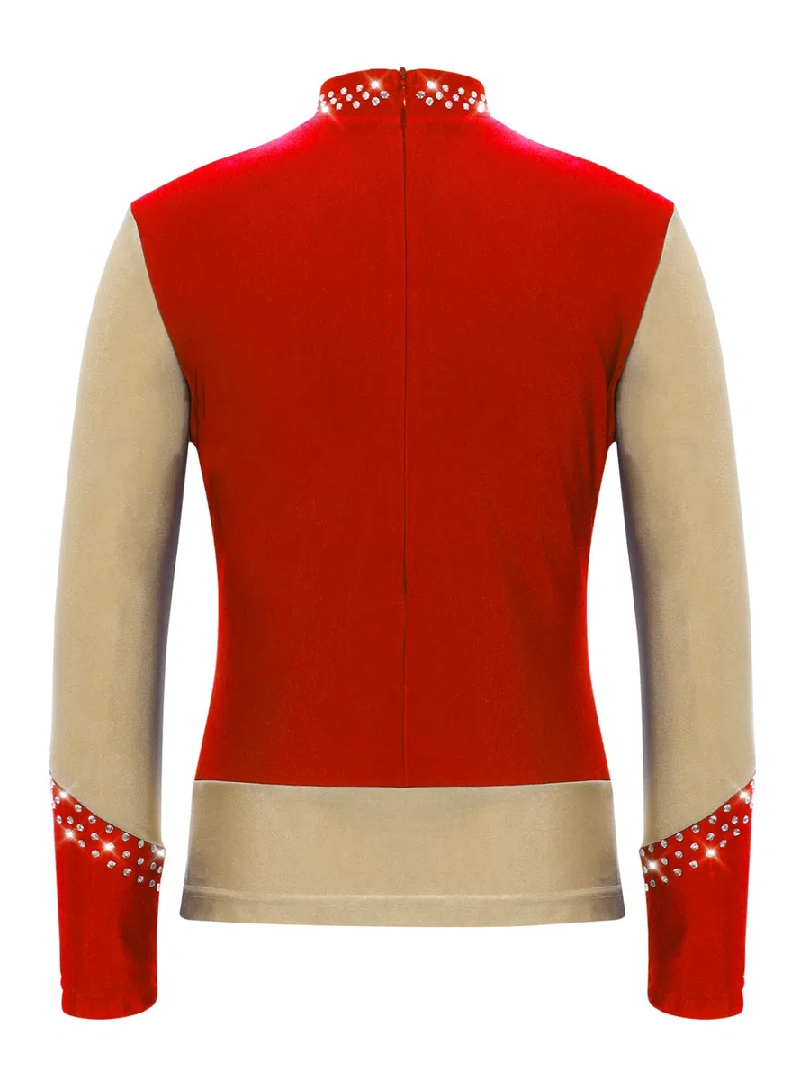 JEATHA Top De Baile De Patinaje Artístico para Niños Camiseta Cuello Alto Manga Larga Ropa De Danza Yoga Fitness