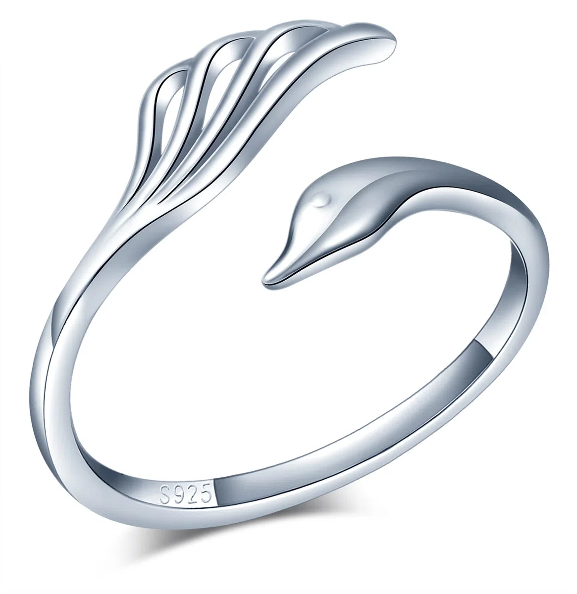 Anillo Plata de Ley 925 Ajustable Anillo Fénix, Anillo de Ala para Mujeres Niñas