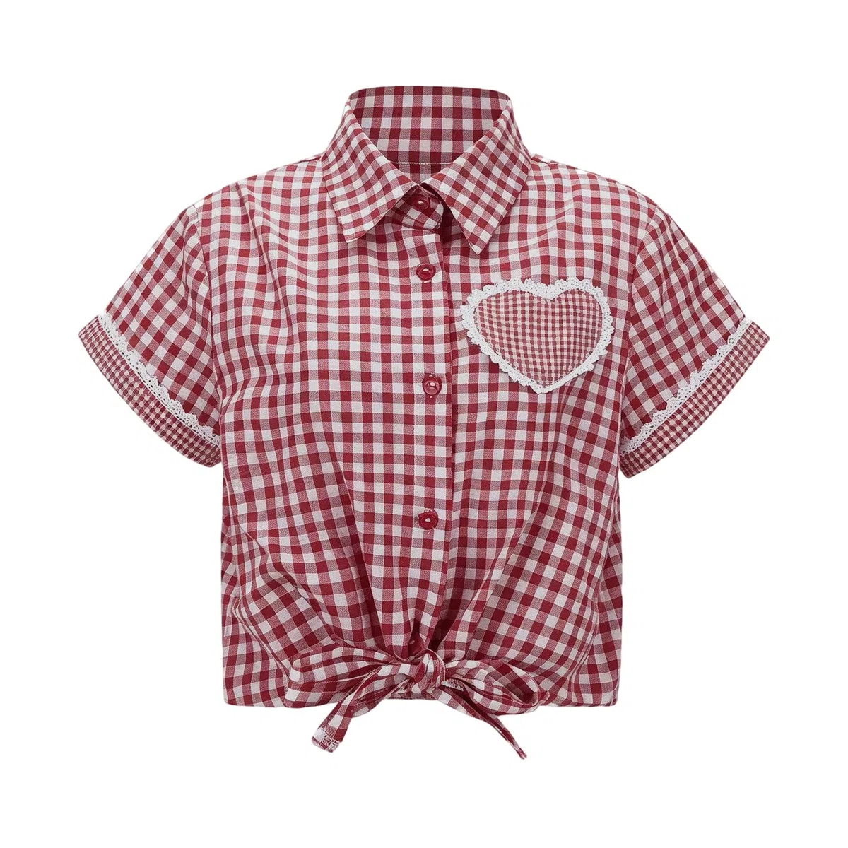 2026 Blusa Tradicional para Niña, Camisa de Manga Corta con Cuadros y Encaje, Diseño y Elegante, Ideal para Fiestas, Eventos Ocasiones Informales, Muy Cómoda de Llevar