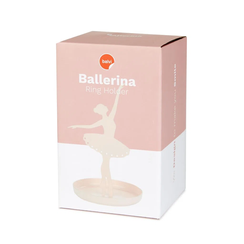 Balvi Porta anillos Ballerina Color rosa Soporte de joyas de silueta de bailarina Metal
