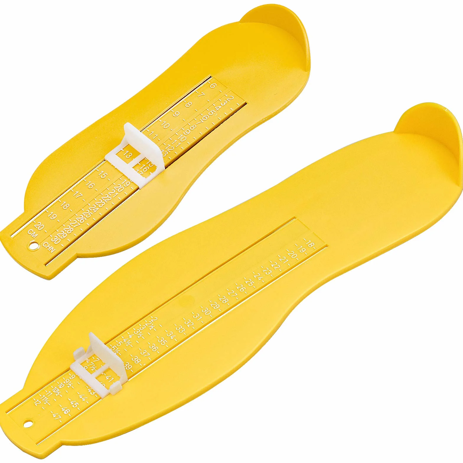Winfred 2Pcs Medidor de Pies para Adultos y Niños, Dispositivos de Medición de Zapatos, 17 a 47, Medición de Pies, Regla de Medición de la Longitud del Pie, Amarillo