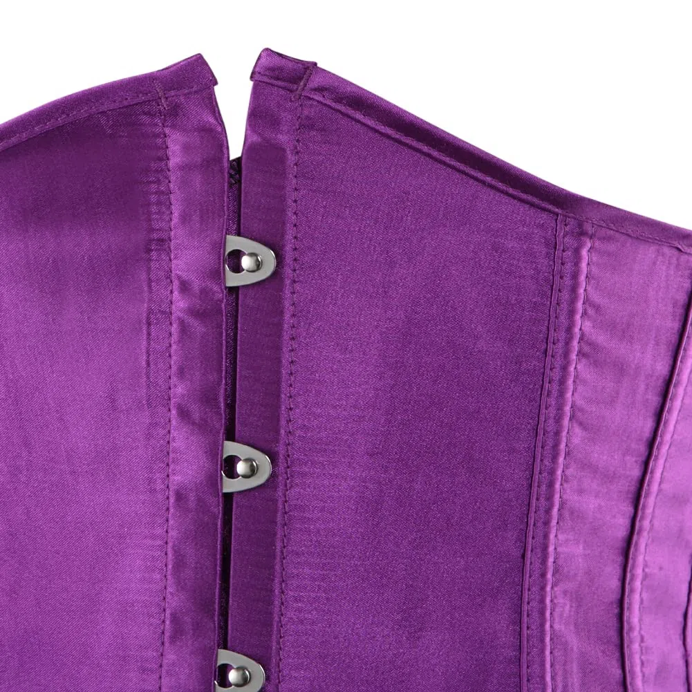 Grebrafan Satén Corset Bajo Pecho Clasico Corsé Underbust Gótico Talla Grande