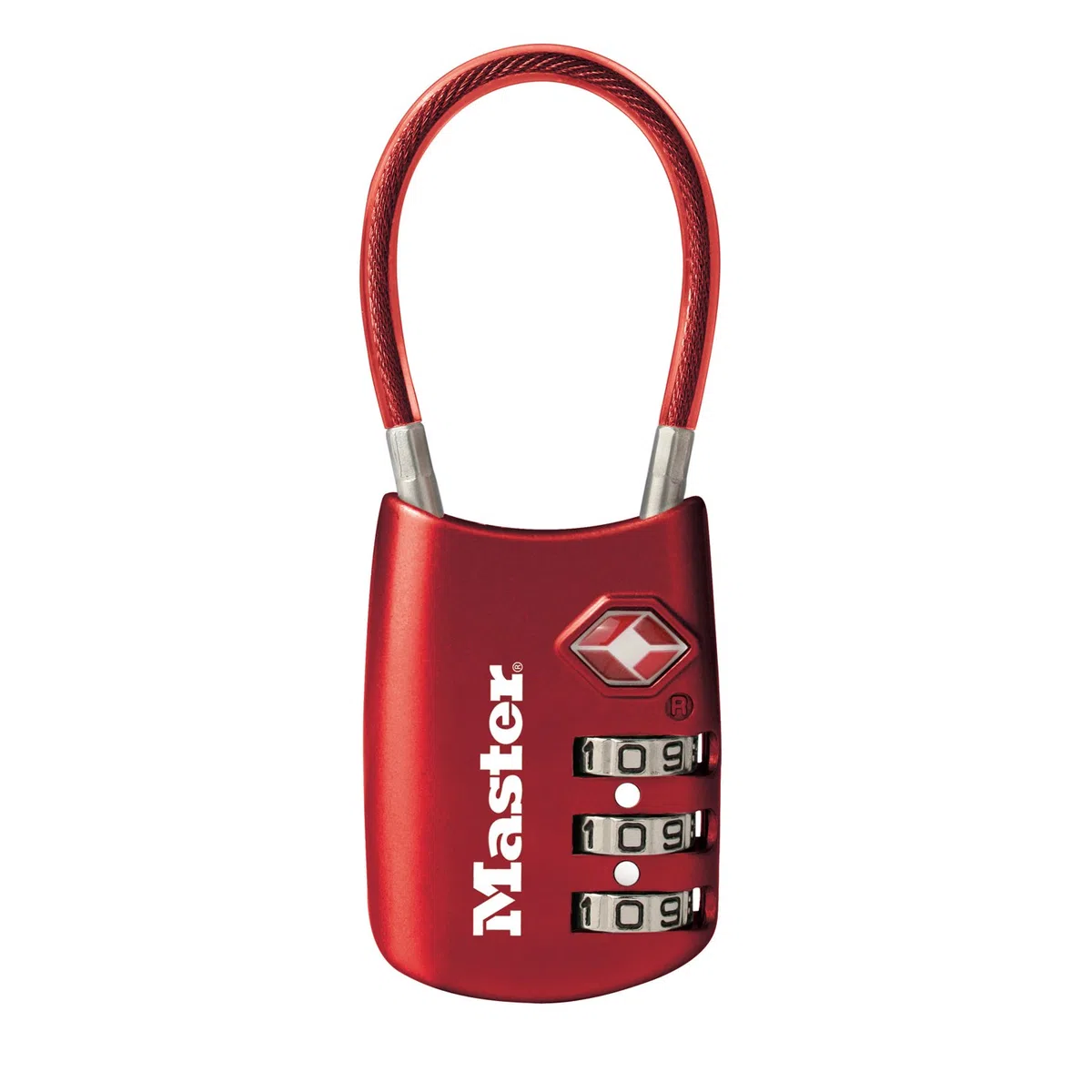 Master Lock 4688DRED Candado para equipaje con cable aceptado TSA, rojo por Master Lock