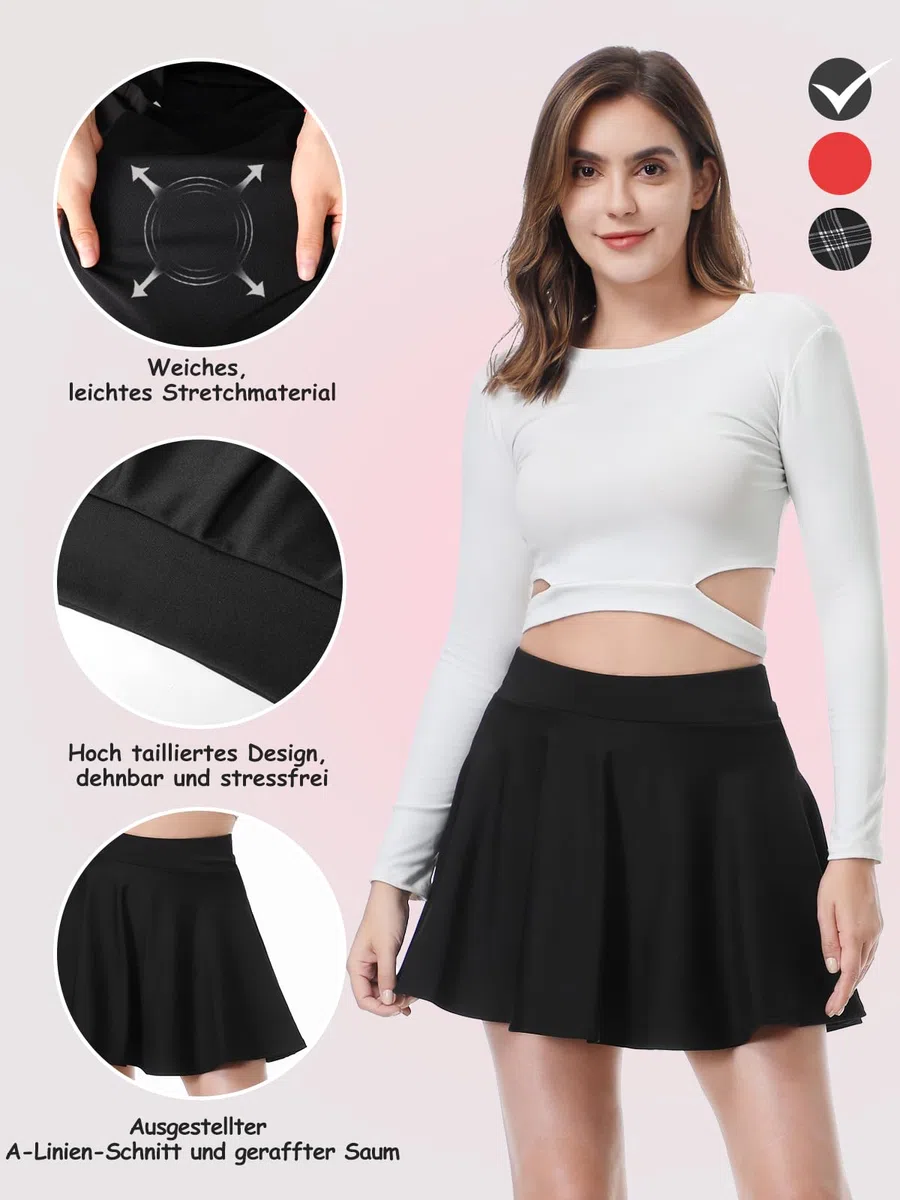 Falda de verano para mujer, gran elasticidad, informal, básica, línea A, cintura alta, falda ligera con pantalón, minifalda de tenis