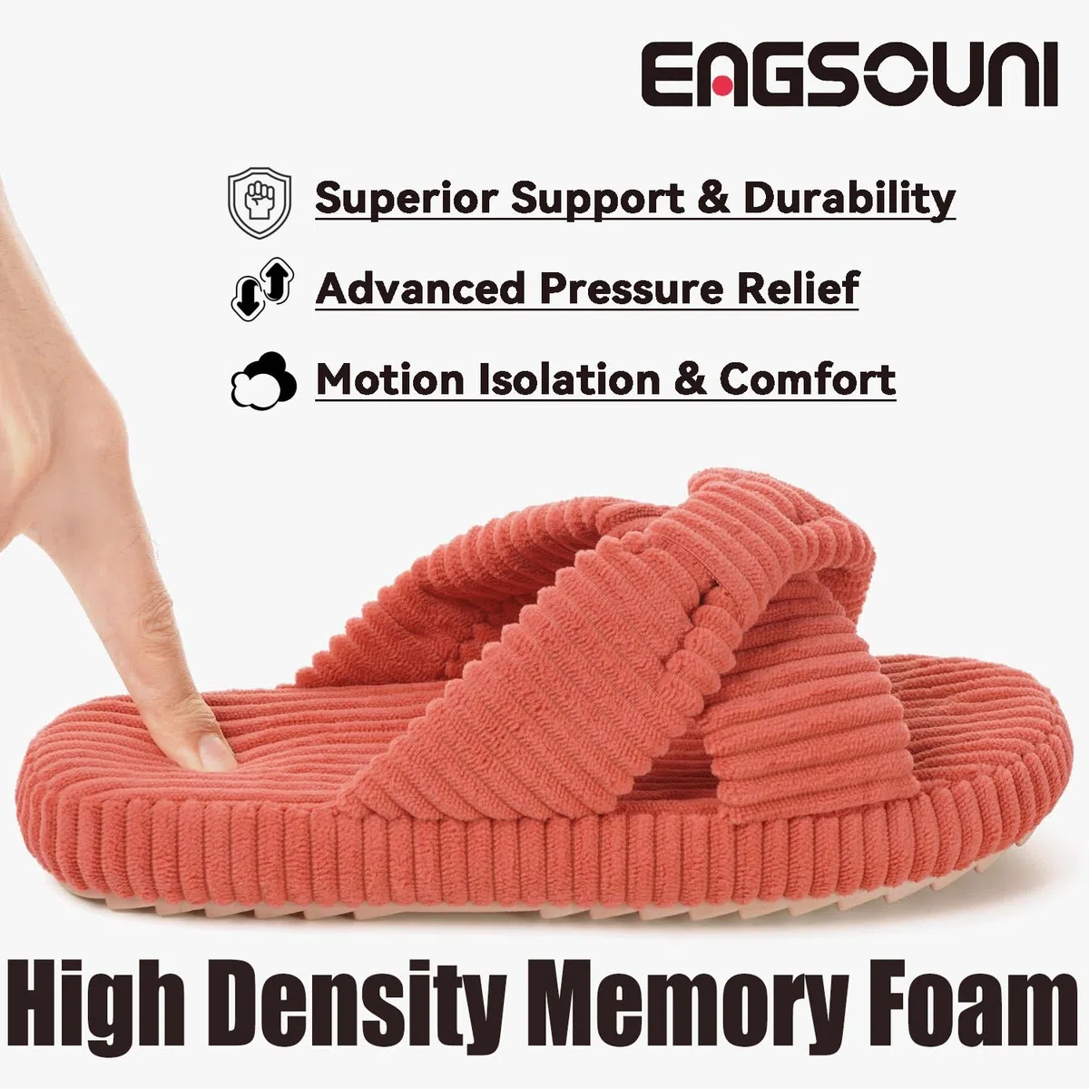 Zapatillas Mujer Cómoda Anchos Espuma de Memoria Pantuflas Casa Pana Banda Cruzada Antideslizante Punta Abierta Slippers