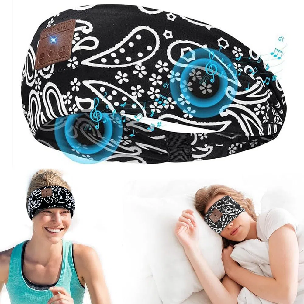 Auriculares para Dormir, Casco Diadema Dormir con Cancelación Ruido/Estéreo Altavoces, Bluetooth Cinta Band Auriculares Regalo Original para Hombre Mujer, Sleep Headphone para Deportes Viajes