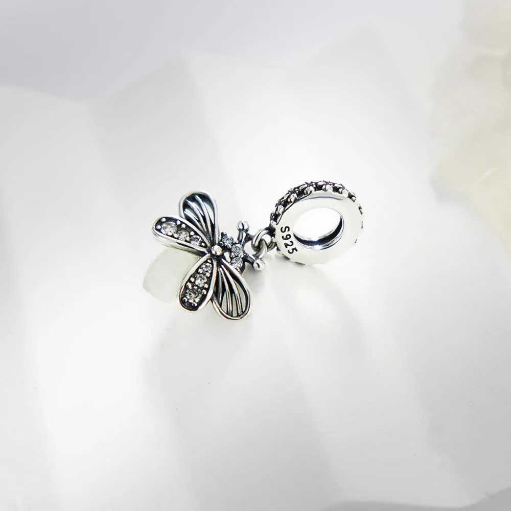 Amor Charms Abalorios Colgante de Cuentas Plata de Ley 925 con Circonita Cúbica 5A Compatible con Europeo Pulsera Collar,Pulsera Y Collar Para Mujeres Como Regalo Para Madres Y Amigos