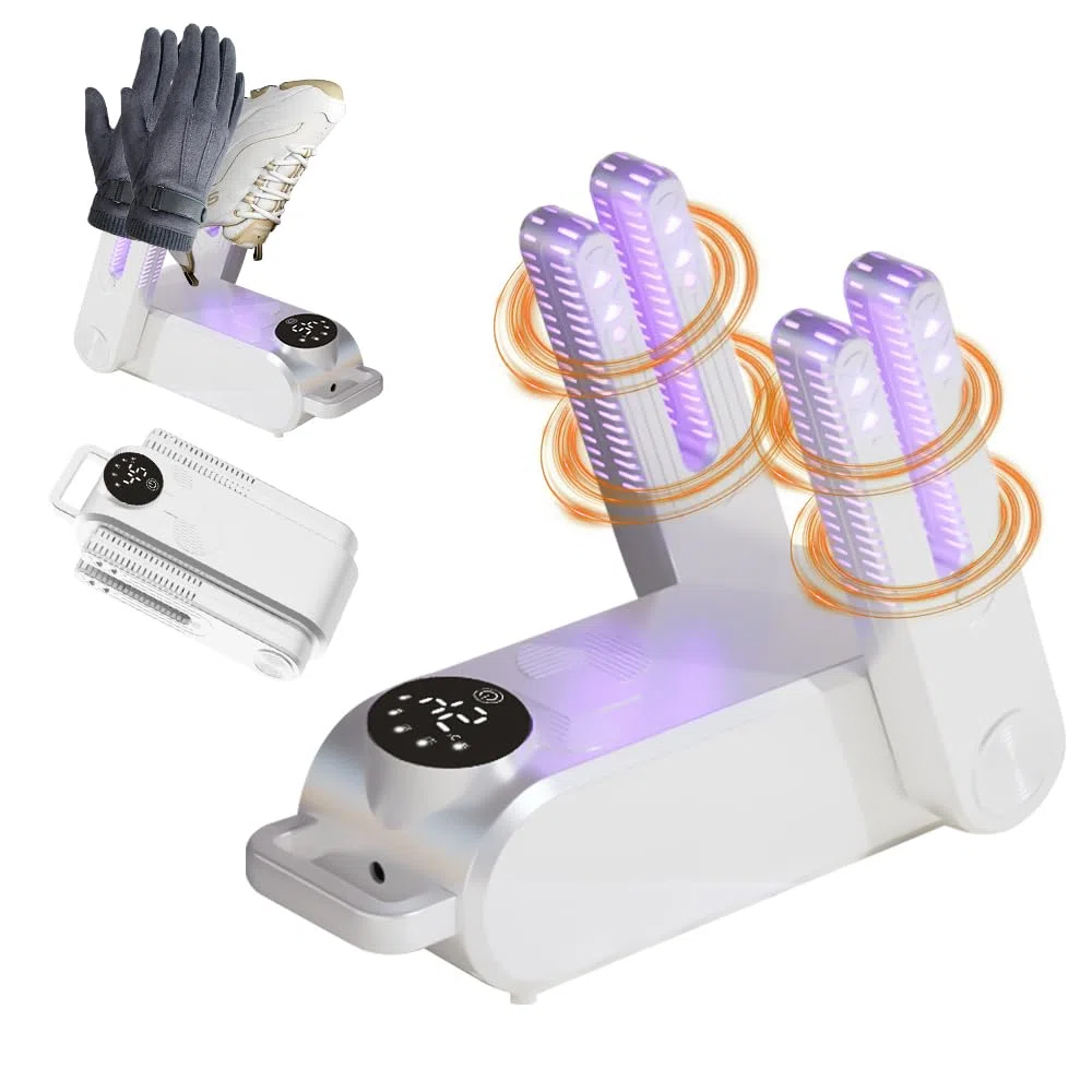 Secador De Zapatos Eléctrico, Secador De Botas, Secador de Botas de Futbol con 5 Temporizador, secador Zapatillas Deporte, Diseño Plegable para Botas de Esquí, Zapatos, Calcetines, Guantes