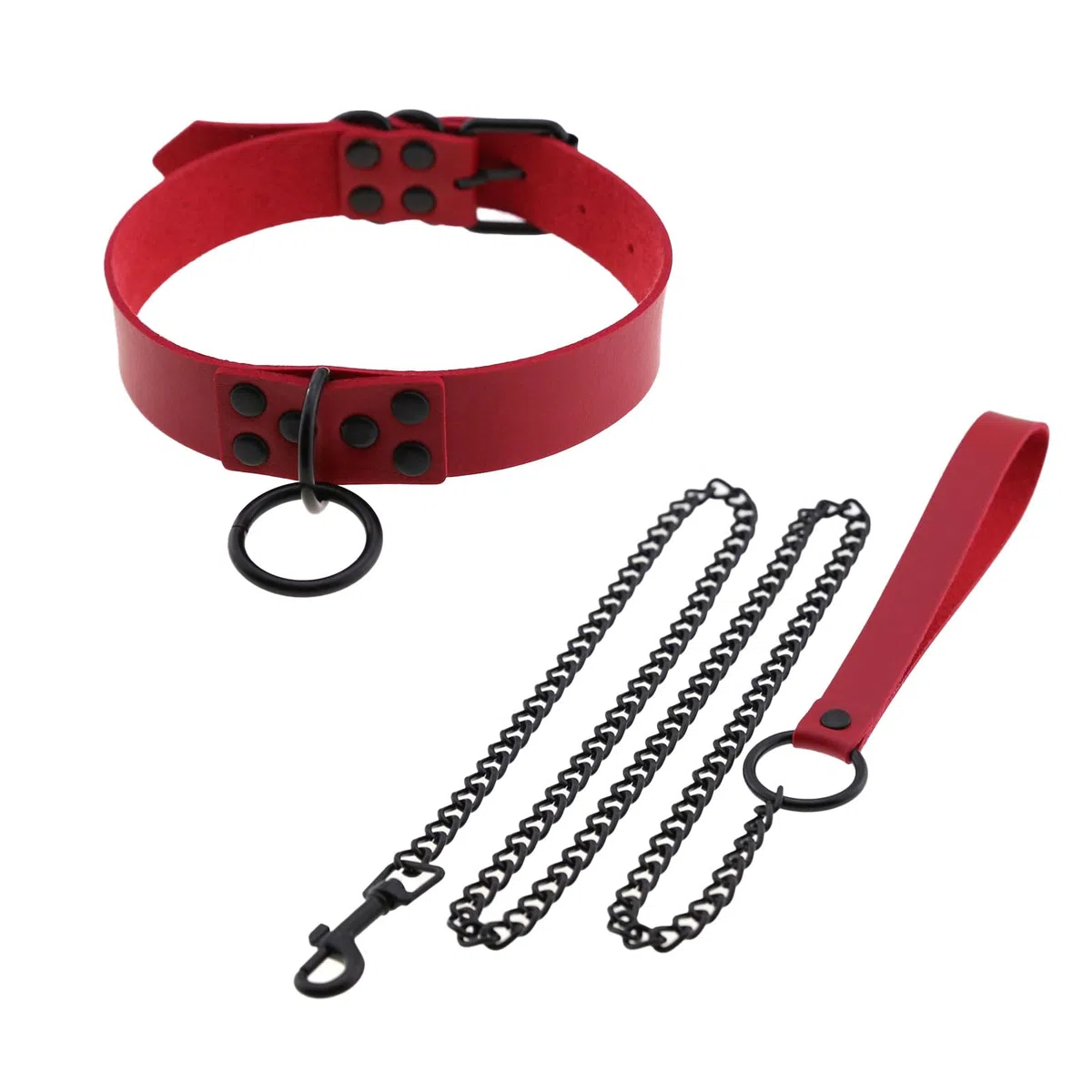 EUPSIIU Gargantilla punk de piel sintética, collar de cuero suave rojo, gargantilla con junta tórica para hombre y mujer, arnés gótico sexy, gargantilla de poliuretano ajustable, accesorio de
