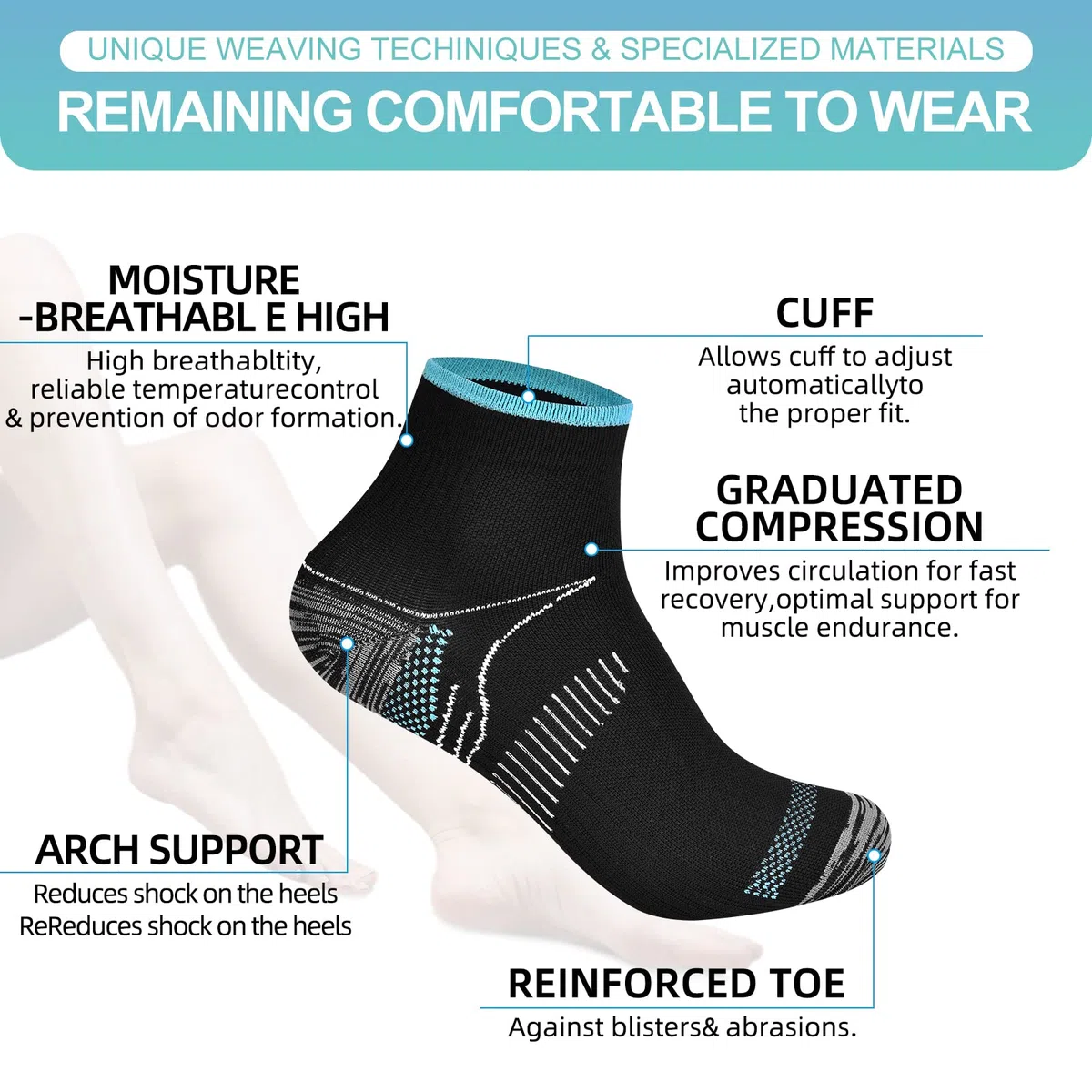 3/6/7 Pares de Calcetines de Compresión con Cremallera de 15 a 20 mmHg, Hasta la Rodilla, Puntera Abierta, venas Varicosas, Medias para Edema, Hinchado