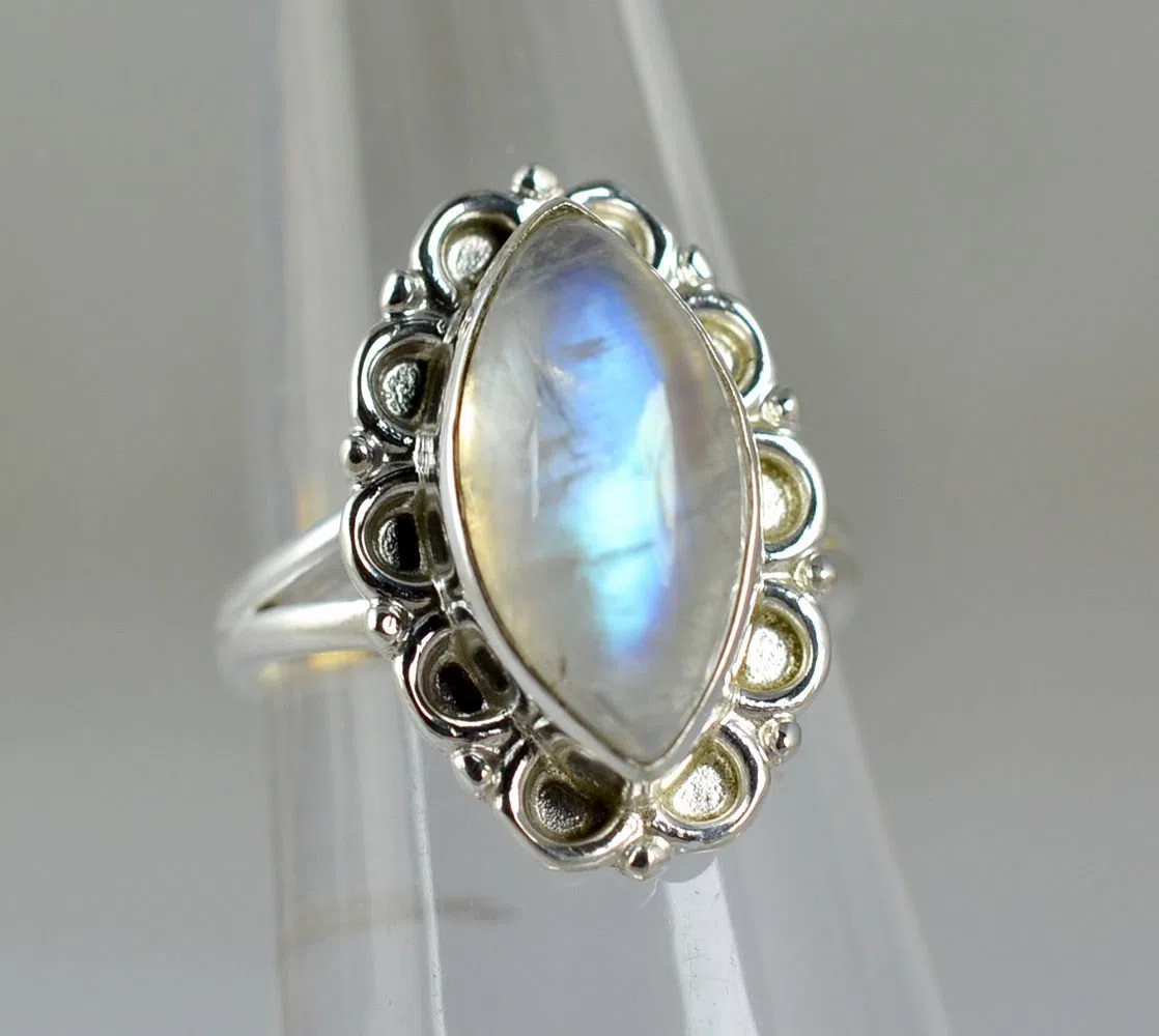 925 Sólido Plata de Ley Arcoíris Moonstone Hecho a Mano Anillo de Mujer Tamaños 4 a 31 ES