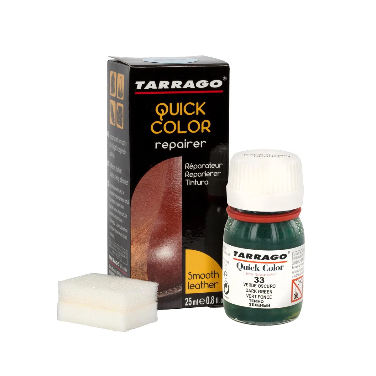 Tarrago | Quick Color 25 ml | Tinte Reparador para Cuero (Verde Oscuro 33)