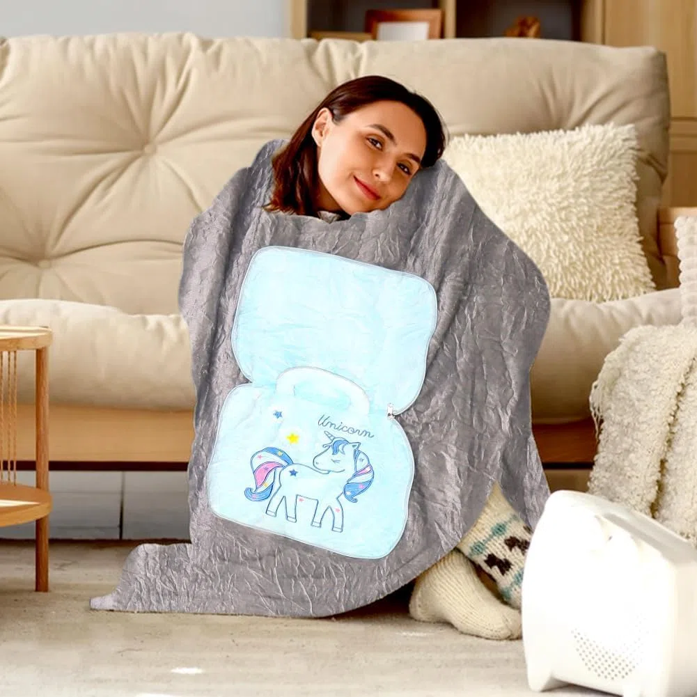 Manta y Almohada de Viaje 2 en 1, Franela Almohada y Manta 2 en 1 Portátil, para Adultos y Niños, para Sofá Cama Silla de Oficina Vuelo Largo Esencial, Tren y Camping