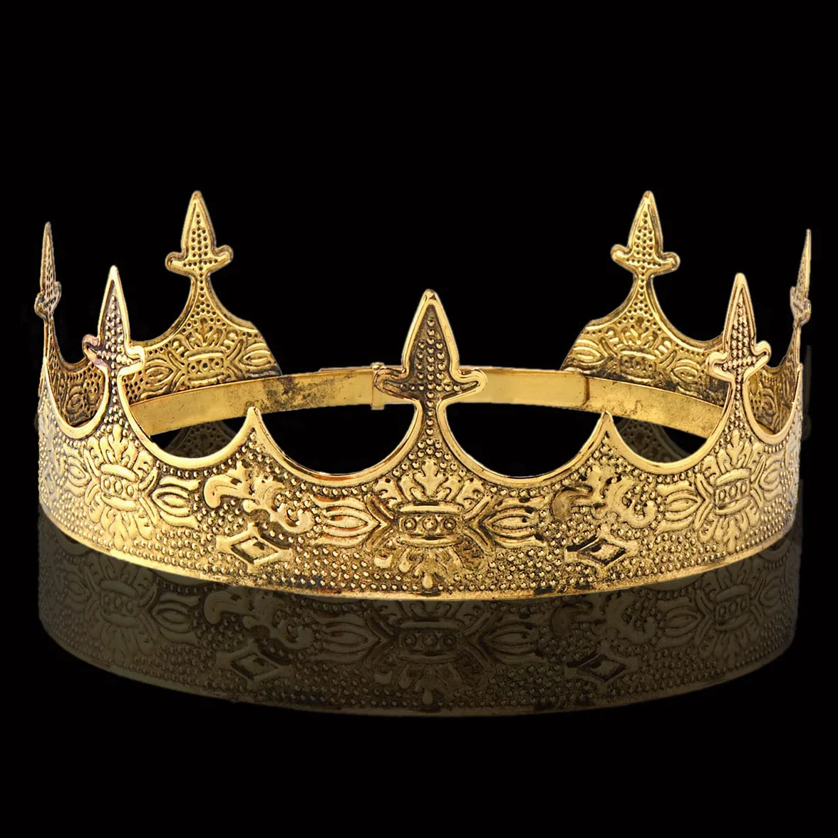 Tiara de corona real de joyería para cabello de rey, tiara grande de metal para hombres, disfraz de Halloween, M, Metal