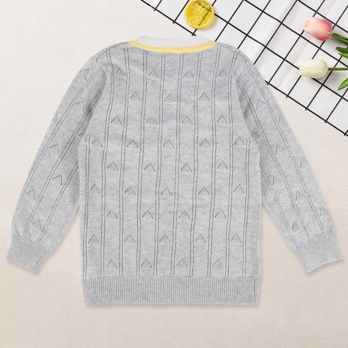 Suéter Tipo cárdigan de algodón de Manga Larga con Cuello en V para niños pequeños, Chaqueta de Punto con Botones, Ropa Exterior para otoño e Invierno
