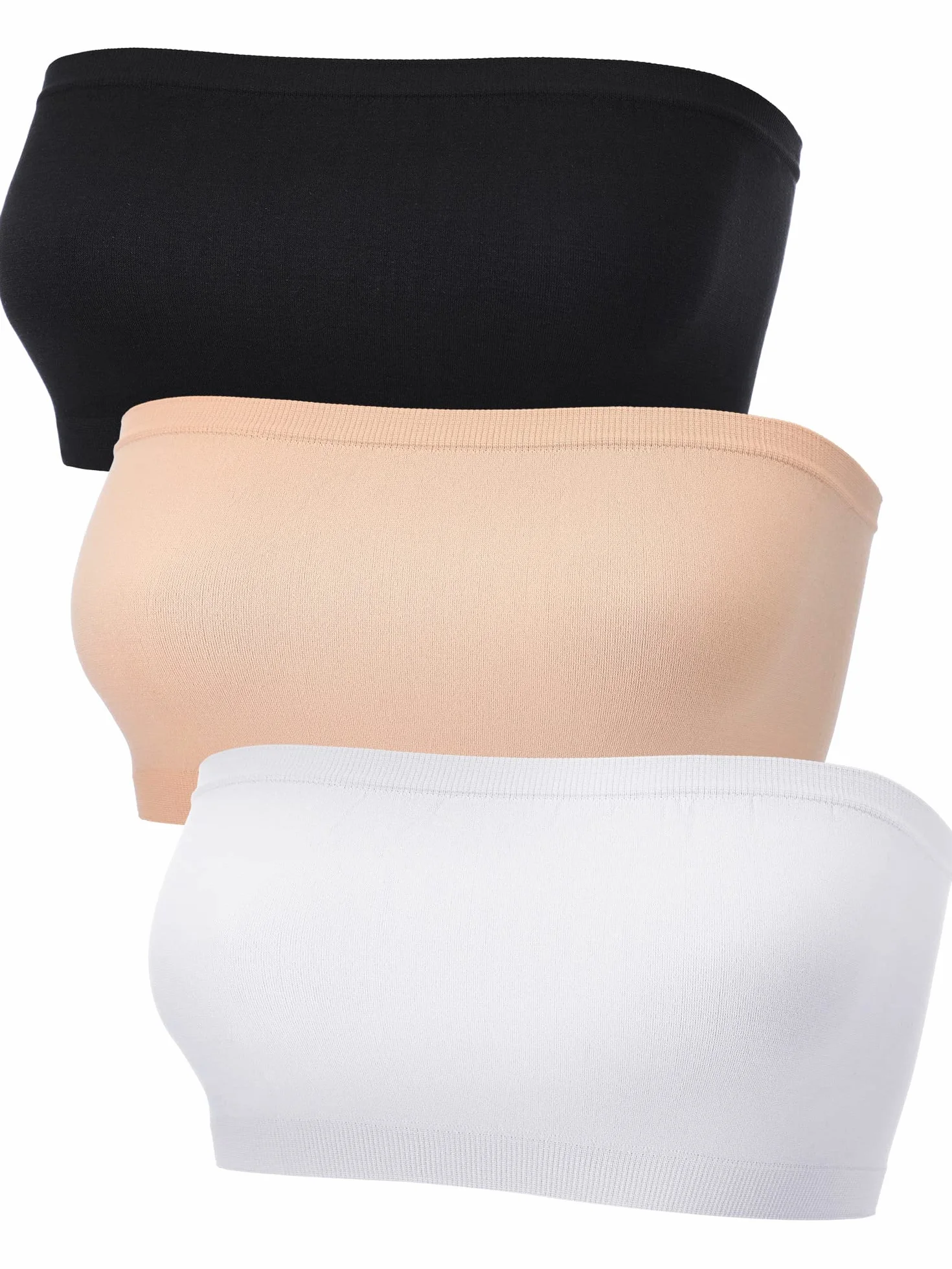 Geyoga 3 Sujetadores Elásticos sin Tirantes Tubo de Sujetador Bandeau Tops de Tubo sin Costuras sin Relleno para Mujer
