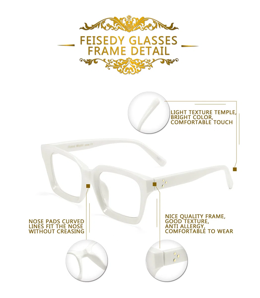 FEISEDY Gafas Cuadradas Clásicas con Lentes Transparentes para Mujeres y Hombres Gafas de Montura Vintage B2461