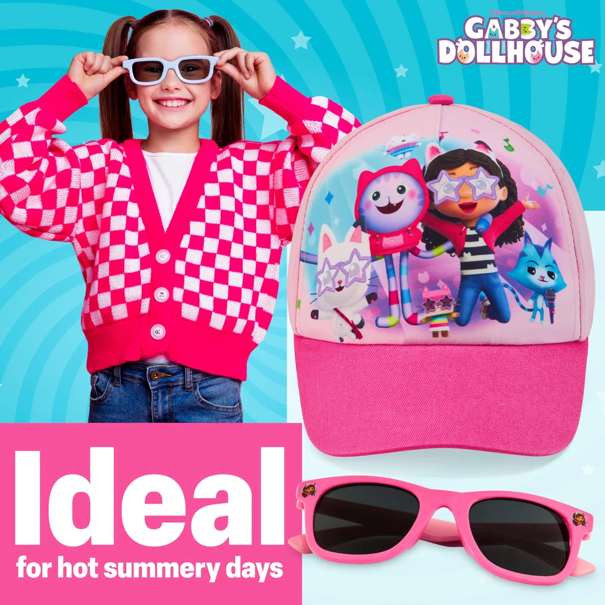Gabby's Dollhouse Conjunto de Gafas de Sol y Gorra de Béisbol para Niñas