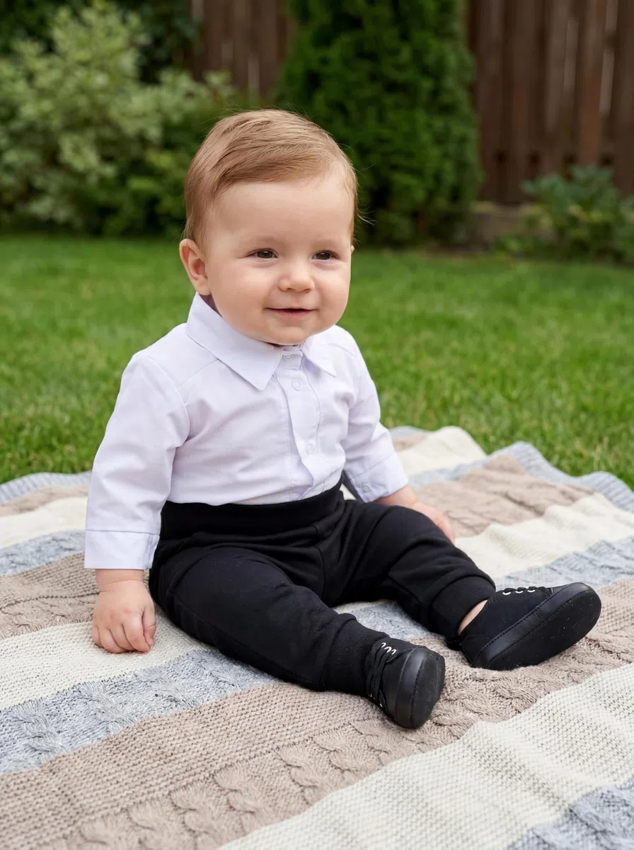 TupTam Body Bebé Niño con Cuello – Body Bebé Manga Larga Estilo Camisa – Ropa Bebe Niño 0-3 Meses para Ceremonia