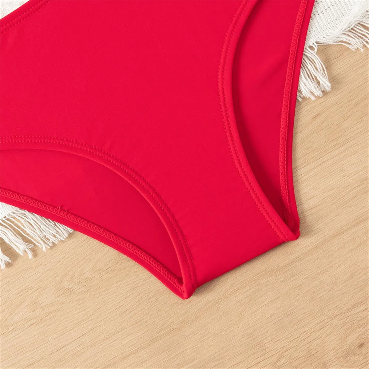 Bañador Niña de un Solo Hombro Bañadores Traje Baño con Volante Trikini Secado Rápido Moda Sexy Bikini Una Pieza Sólida Rojo Anillo Ropa Playa para Niñas Pequeños Piscina Infantil n1