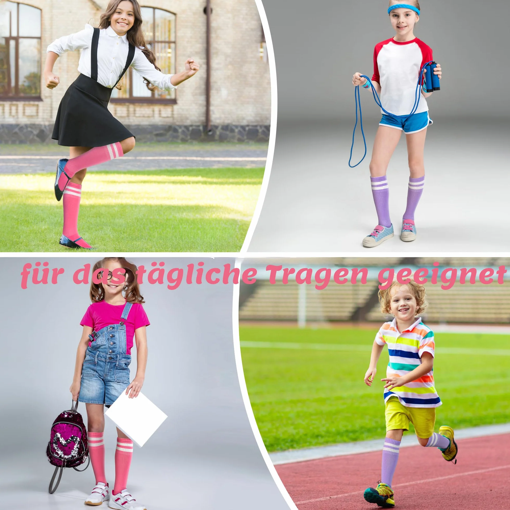 HYCLES 1/2 par de calcetines de fútbol para niños, calcetines deportivos largos para la escuela, calcetines de fútbol largos y transpirables para niñas y niños de 3 a 13 años
