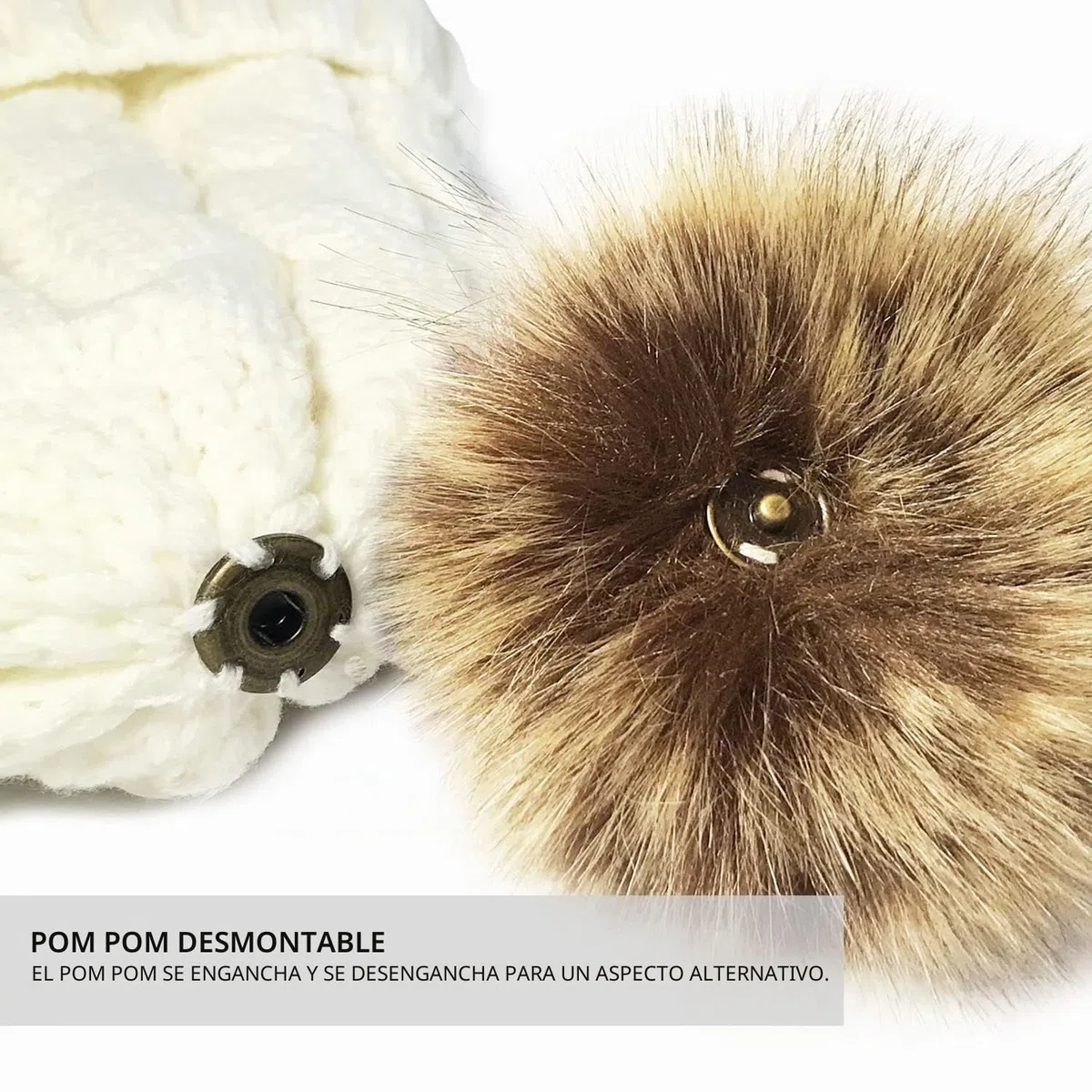 TOSKATOK Sombrero de Punto Grueso para Mujer, con Forro Polar y pellizco de Piel sintética Desmontable ...