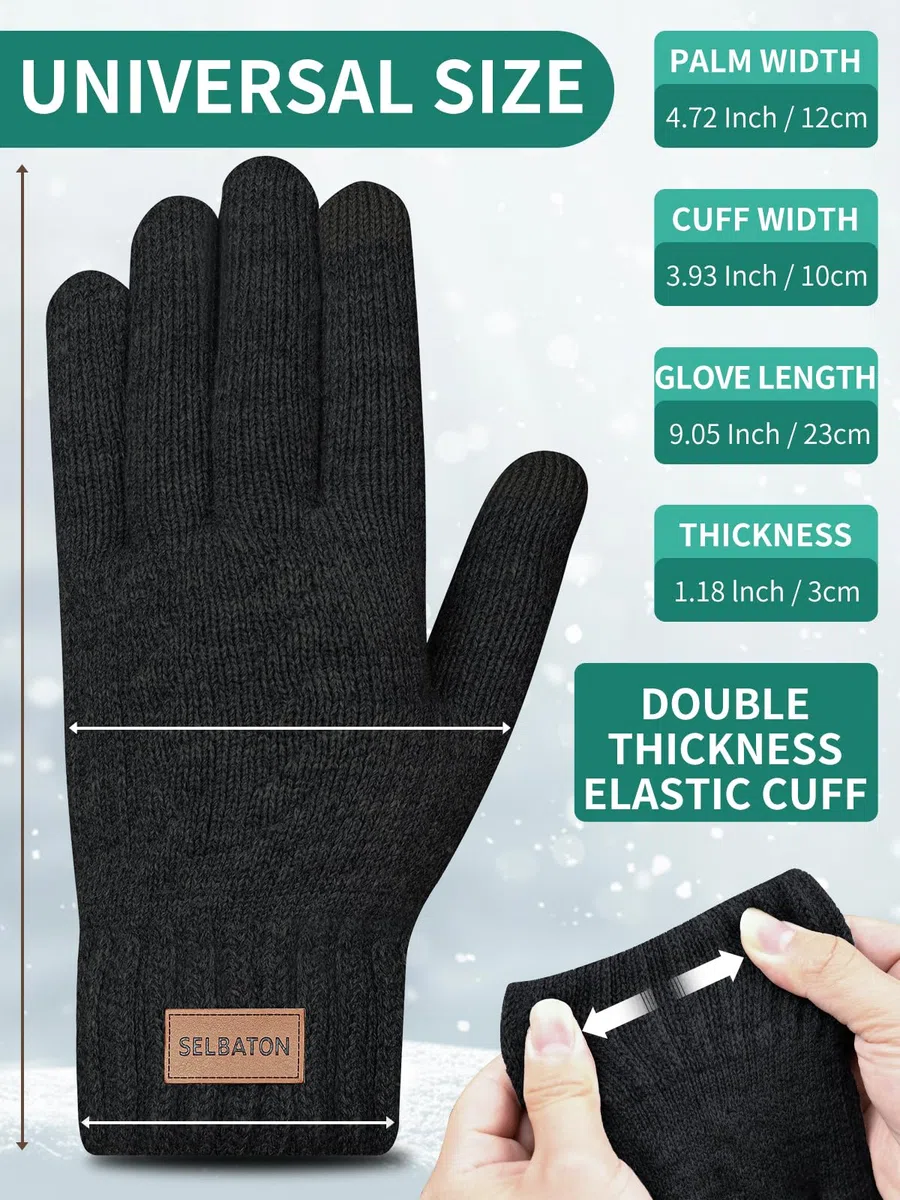 Guantes Invierno Hombre termicos Mujer - para Pantalla Táctil Cálidos, Guantes Elásticos al Aire Libre, Conducción, Ciclismo, Escritura, Pesca, Correr, Esquí