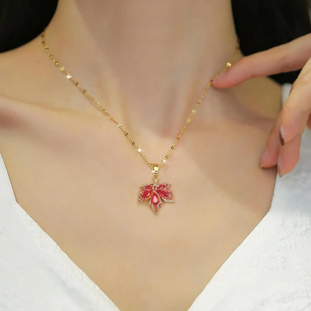 Exquisito Collar con borlas de Mariposa y circonitas con microincrustaciones para Mujer, Gargantilla de clavícula de Acero Inoxidable con Flor de Luna