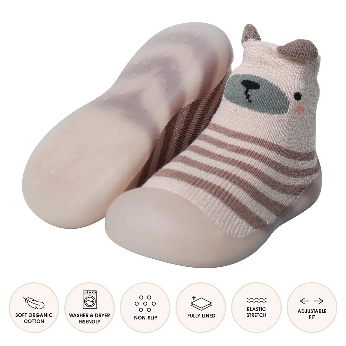 Zapatos Bebe Primeros Pasos Zapatos Calcetines Bebe, Calcetines Antideslizantes Niño con Suela de Goma Suave Zapatillas Unisex Bebé con Estampado de Dibujos Animados