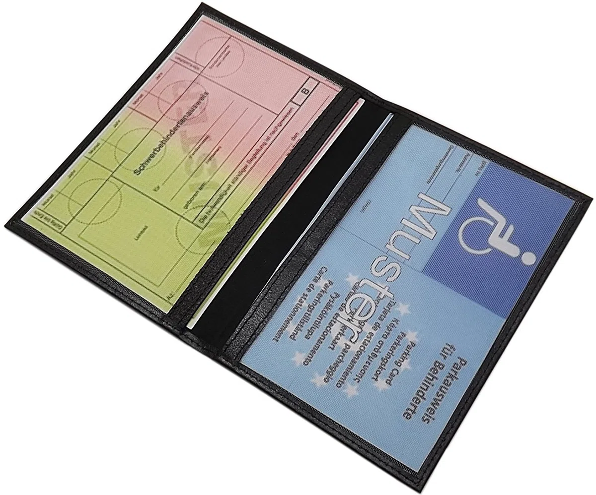 myledershop Cuero de Vaca Tarjetero para documento de Identidad MJ-Design-Germany en Negro