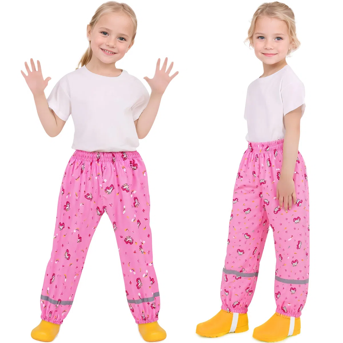 Pantalon Impermeable Niño Niña Pantalón de Lluvia Transpirable Pantalón Barro Reflectante 1-10 años