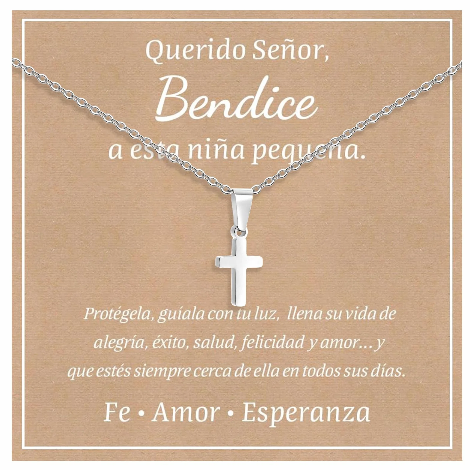 Regalos Comunion Niña Niño - Colgantes Cruz Cadena de Acero Inoxidable 316L en Plateado u Dorado, Collar para Navidad Cumpleaños, Regalo de Bautizo primera comunión y Confirmación para Niños Niñas